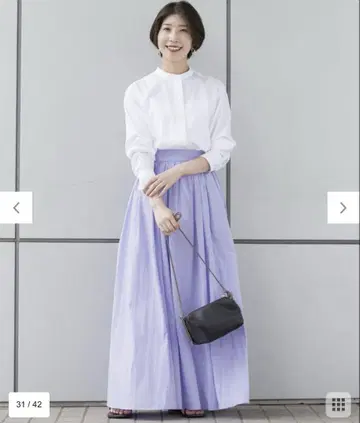 23구 나일론 태슬런 개더 맥시 스커트 나카무라 앤 착용 라벤더