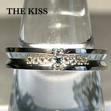 THE KISS 더 키스 실버 반지 스톤 배열 장식 클리어 & 블루
