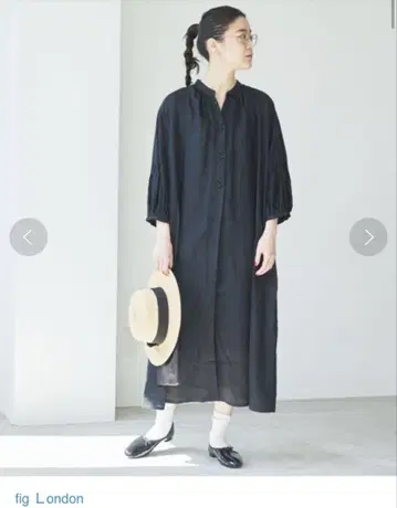 fig London 블랙 린넨 원피스