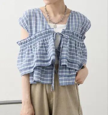 Wcloset 멀티 WAY 프릴 블라우스 블루