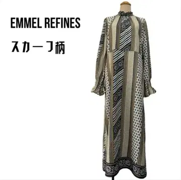 EMMEL REFINES 스카프 패턴 롱 드레스