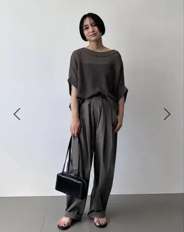 BABYLONE 페이퍼 프렌치 소매 풀오버 차콜