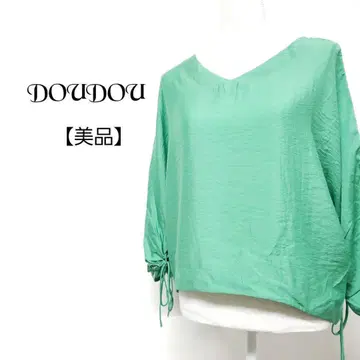 [새상품급] DouDou 광택감 돌먼 V넥 나일론 블라우스