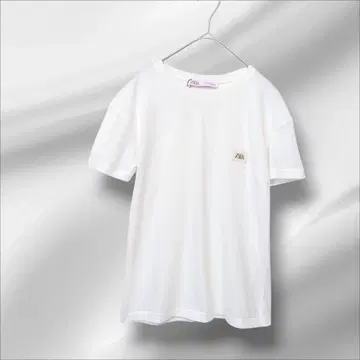 자라 티셔츠 반팔 코튼 화이트 심플 로고 XXS
