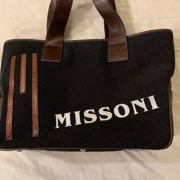 MISSONI 토트백 블랙 캔버스/가죽