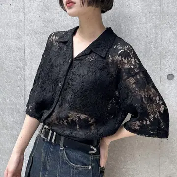 페이지 보이 레이스 카이킨 셔츠 블랙