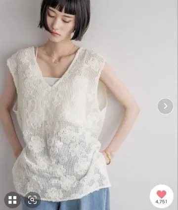 LOWRYS FARM 3D 레이스 베스트 아이보리