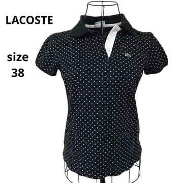 라코스테 LACOSTE 도트 폴로 셔츠 블랙 화이트 사이즈 38