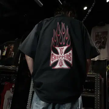 00년대 CHOPPERS 워크 셔츠 블랙 XL 프레임 로고