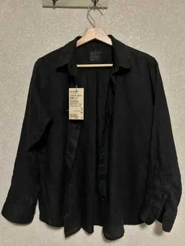 MUJI 무인양품 레귤러 카라 긴팔 셔츠 블랙 M 사이즈 린넨 100%