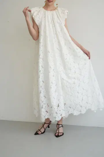 acka flower lace drape one-piece
