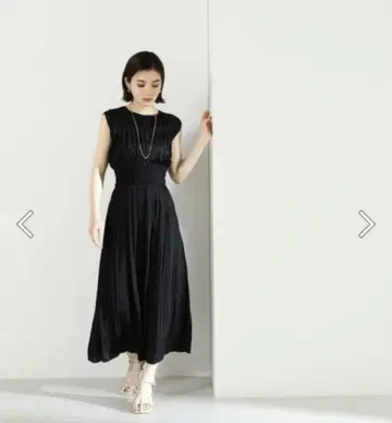 NATURAL BEAUTY BASIC 허리 리브 원피스 블랙
