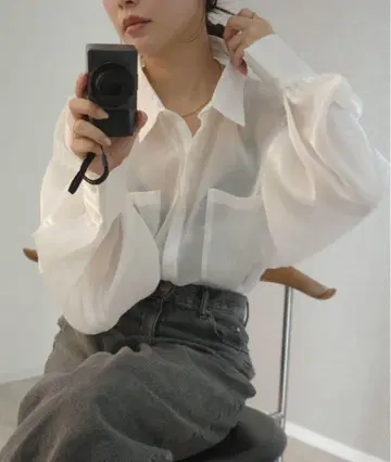 라메 오간자 포켓 오버 셔츠 무라오카 미리