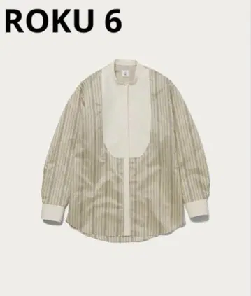 ROKU 실크 폴리에스테르 스트라이프 버튼 다운 셔츠 긴팔 05