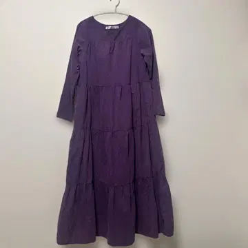 코베레타스 Kobe Lettuce 퍼플 긴팔 티어드 롱 원피스 보라색