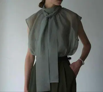 SHEER RIBBON NO SLEEVE TOPS