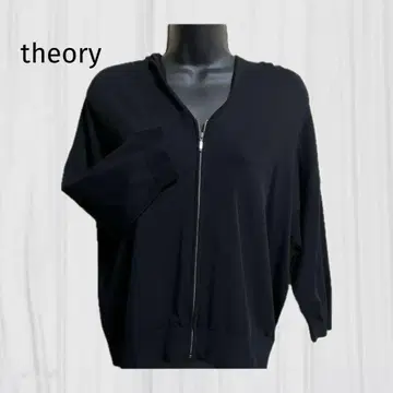theory 띠어리 지퍼 후드티 7부 소매 블랙