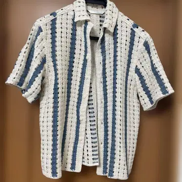ZARA 반팔 셔츠 아이보리 블루 M