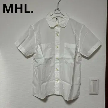 MHL. 화이트 둥근 카라 반팔 셔츠 블라우스 05