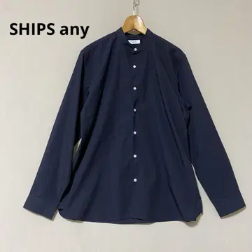 거의 미사용품 SHIPS any 밴드 칼라 셔츠 긴팔 네이비