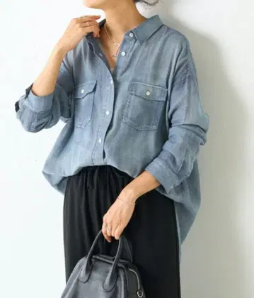 BEARDSLEY [ FRIPIER ] 쉬폰 데님 셔츠