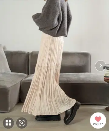 hinari 빈티지 새틴 와셔 스커트