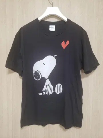 스누피 블랙 티셔츠 M 레어 패턴 피넛