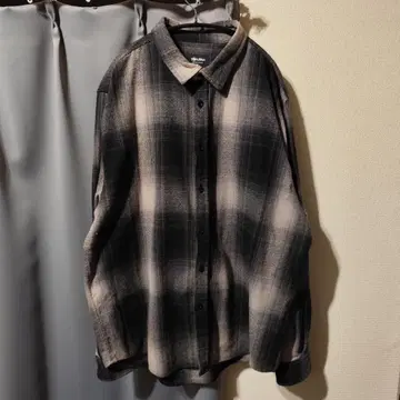 SHKA WEAR XL 옴브레 체크 플란넬 셔츠