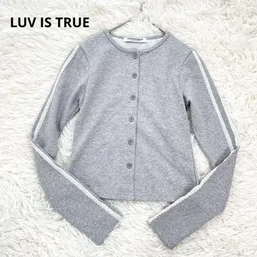 러브이즈트루 레이스 가디건 프론트 버튼 자수 로고 냉방병 예방