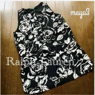 랄프 로렌 Ralph Lauren 올 패턴 페플럼 슬릿 티셔츠