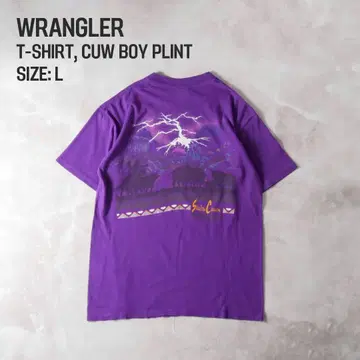 Wrangler 90s 싱글 스티치 프린트 T 셔츠 퍼플 L