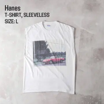 Hanes 90년대 슬리브리스 프린트 티셔츠 화이트 L