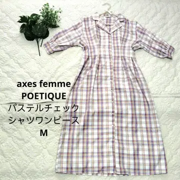 새상품 axes femme POETIQUE 파스텔 체크 셔츠 원피스 M