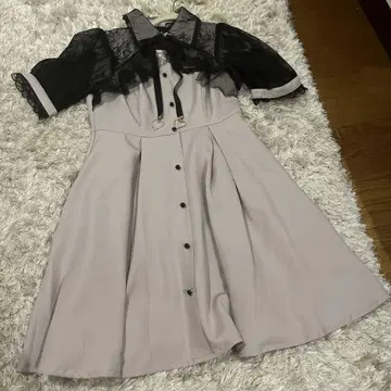 ROJITA 로지타 원피스 미니 핑크 블랙 리본 하트 레이스