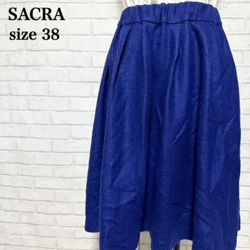 SACRA 네이비 플레어 스커트 일본제 오피스 체형 커버