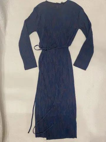ZARA 랩 리브 꽃무늬 네이비 블루 롱 원피스