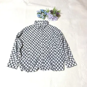 블라우스 S 올 패턴 화려한 긴팔 기하학 패턴 레귤러 카라 D75