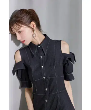 tocco closet 데님 셔츠 원피스 블랙