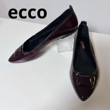 ecco 에나멜 플랫슈즈 38 발레 슈즈 펌프스 보르도