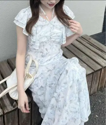 rienda 프릴 플라워 롱 원피스