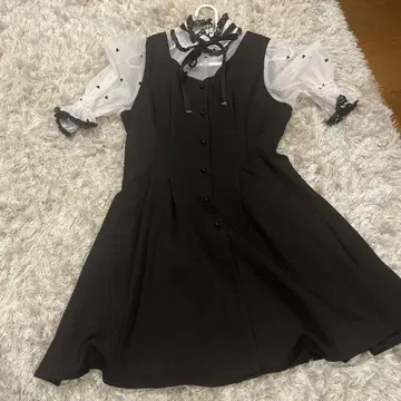 ROJITA 로지타 원피스 미니 블랙 하트 리본 반팔