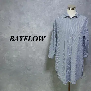 BAYFLOW 셔츠 원피스 스트라이프 백 롱 옅은 파란색 L 4241