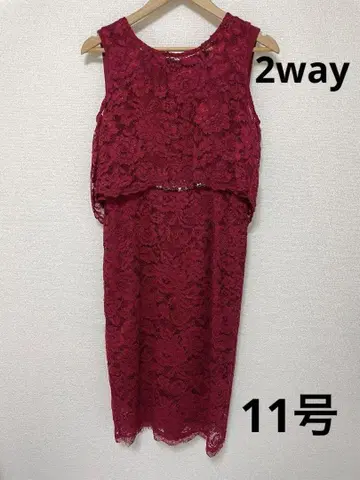 파티 드레스 버건디 레이스 슬리브리스 원피스
