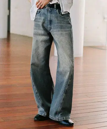 VINTAGE WASHED CURVED DENIM WYM M