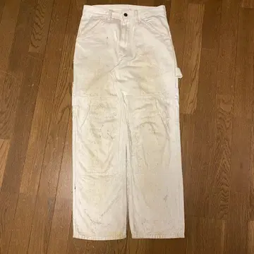 90's trades man 화이트 페인터 팬츠 더블니 페인트