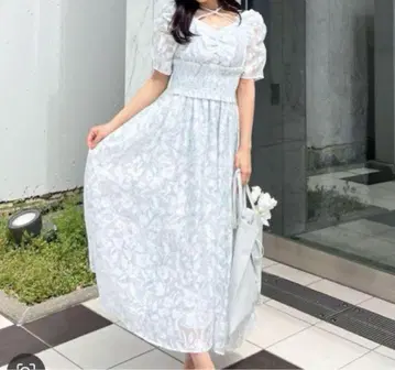 AnMILLE 안미르 플라워 크로스 플레어 OP 블루