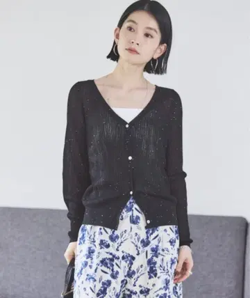 [미사용 새상품] DOUX ARCHIVES 가디건 시어 스팽글 블랙