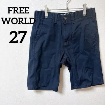 FREEWORLD 사이즈 27 블랙 하프 팬츠 포켓 캐주얼