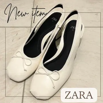 [새상품급 ZARA] 스퀘어 토 슬링백 펌프스 화이트 37 23.5