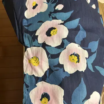 유카타 여성용 프리 사이즈 네이비 바탕 핑크색 동백꽃 패턴